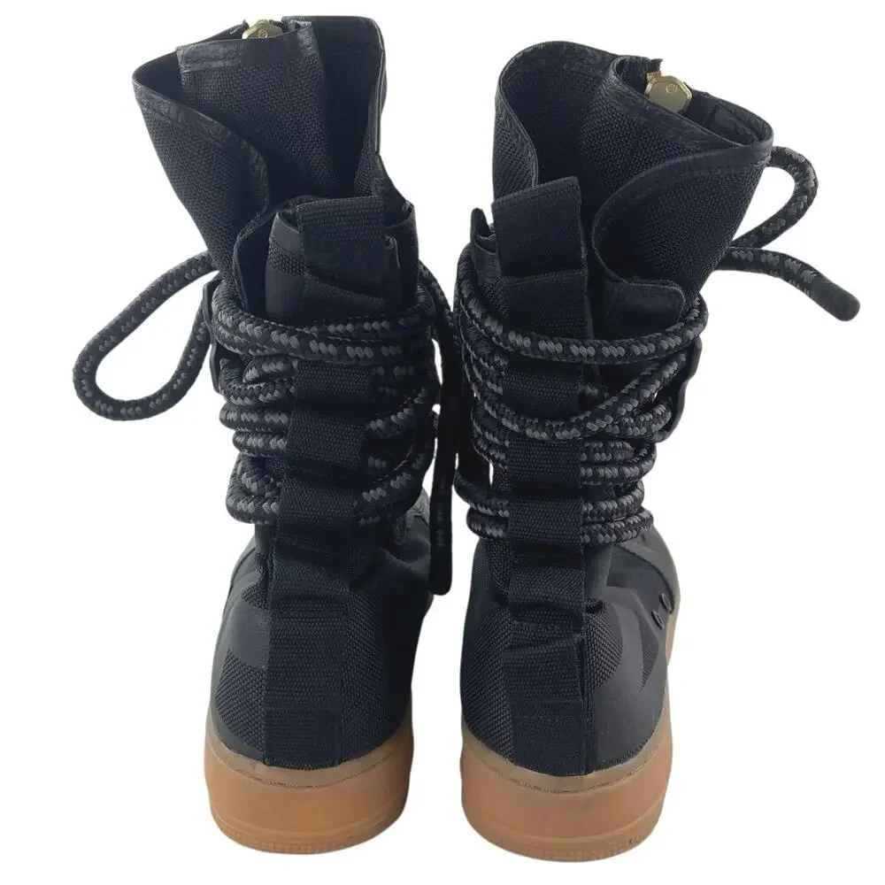 Nike SF Air Force 1 Womens Black High Top Zipper Rope Trainers Sneakers Boots 12